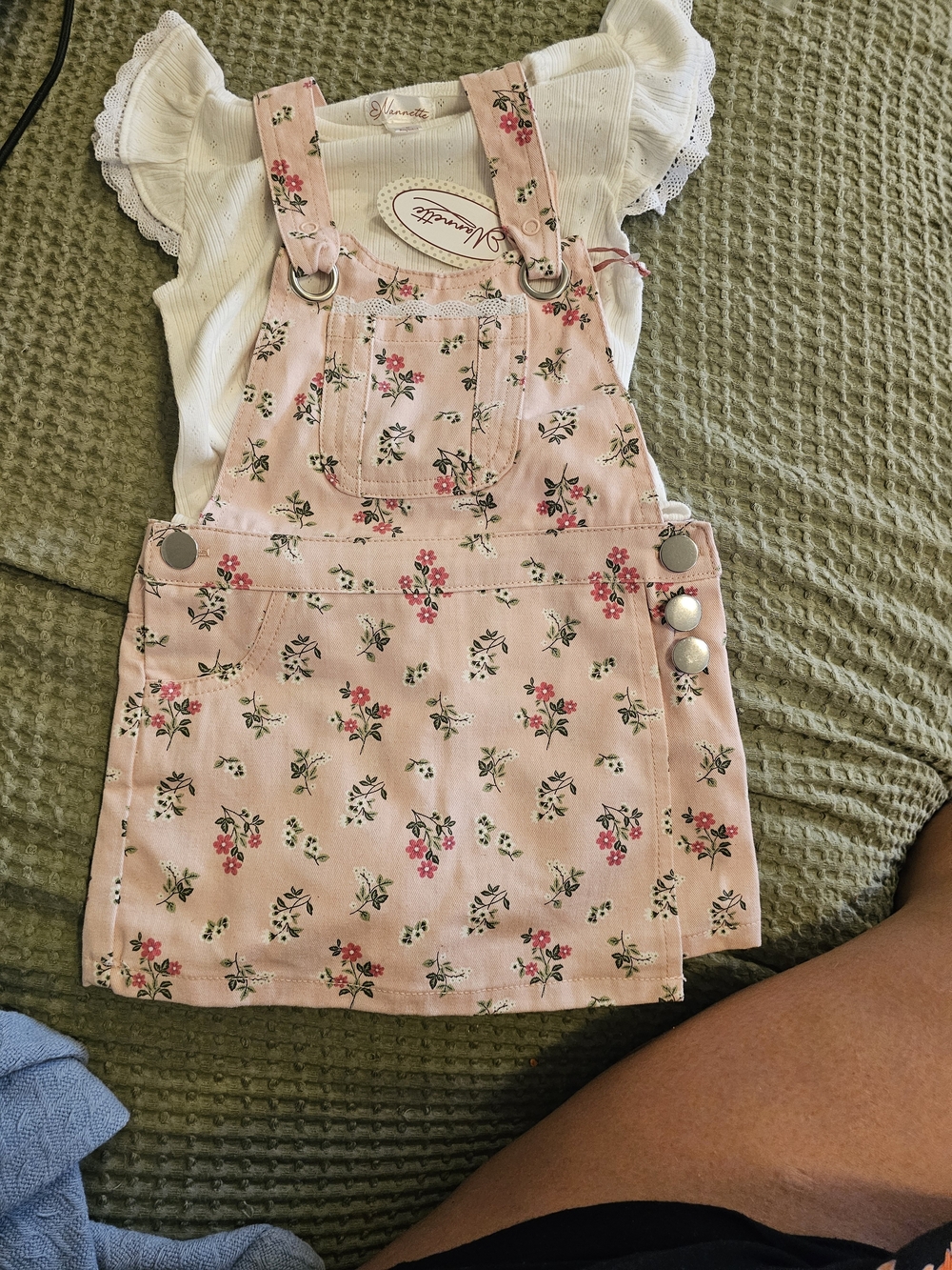 Nannette Pink Floral Overall Skirt with Adjustable Straps